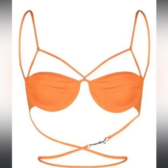 Jacquemus Orange Signat bikini top Retails 233 New Size XS - Picture 1 of 7
